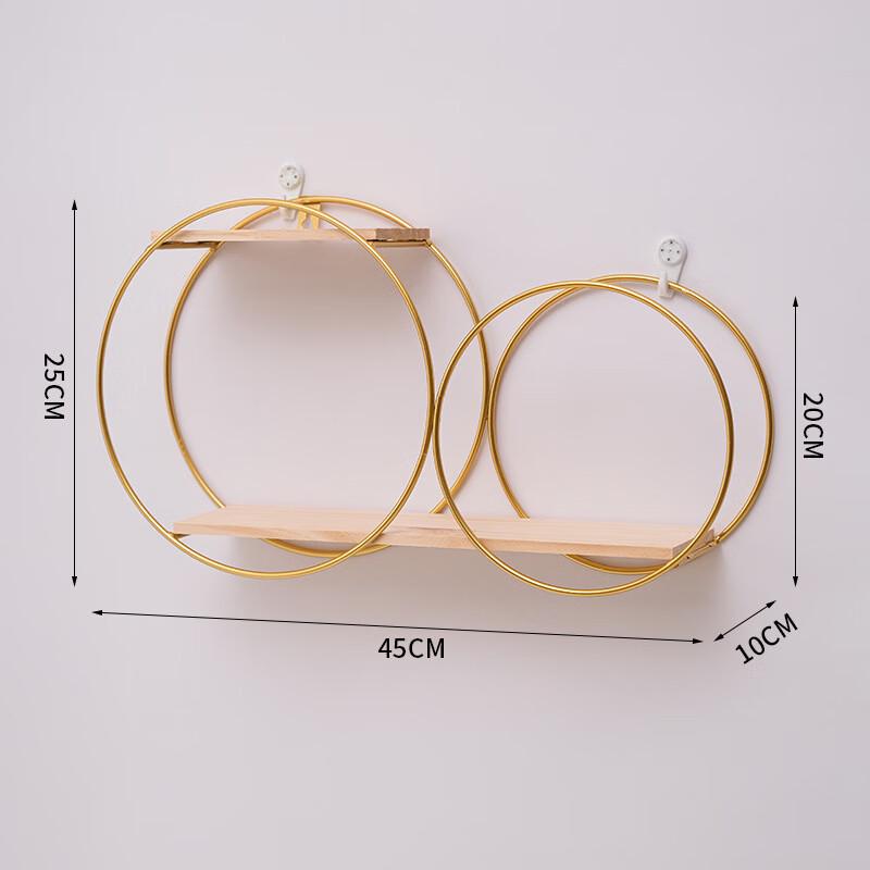 Golden Double Hexagonal Wall Shelf