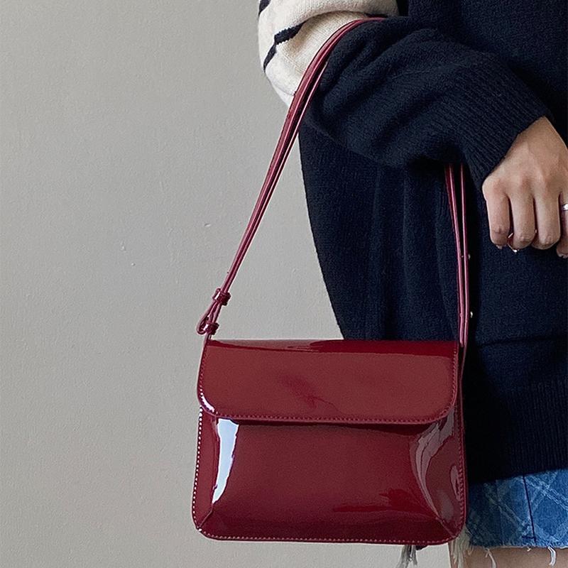 Luxury Patent Leather Women's Bag Fashion Underarm Bag Designer Small Square Crossbody Bag Casual Ladies Handbag Purse KTY