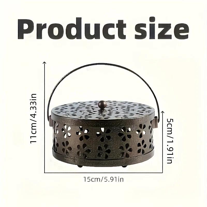 Металлический держатель для спирали от комаров в винтажном стиле с ручкой - Портативная железная подставка для благовоний для домашнего и уличного декора