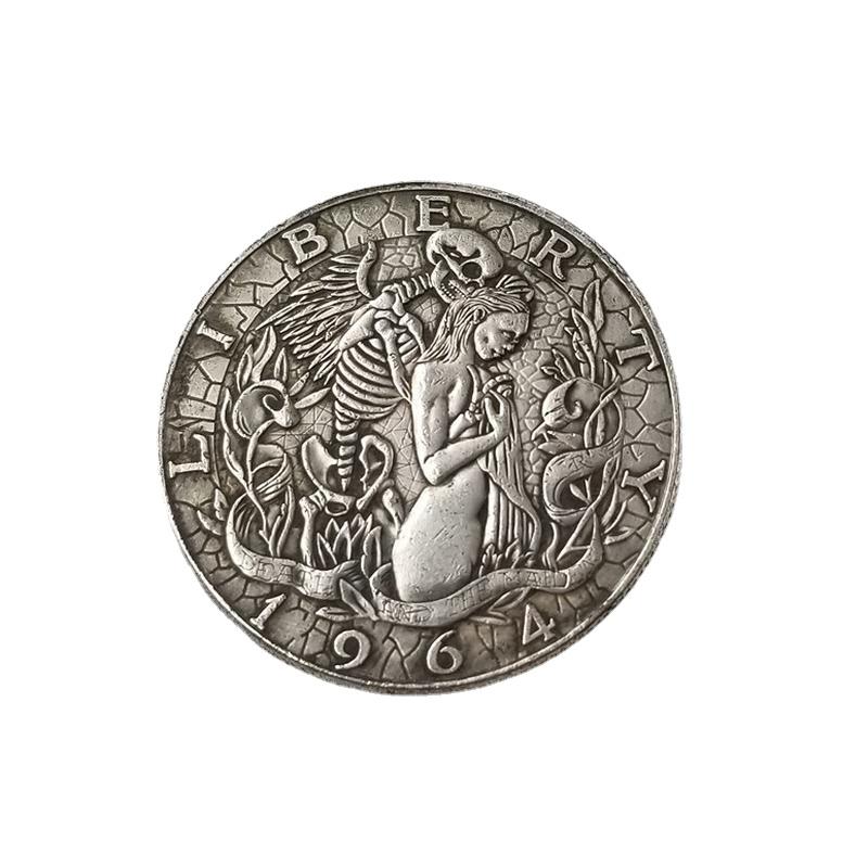 Хобо Никель 1964-D Монета Полдоллара Кеннеди Памятная монета Монета бродяги KTY