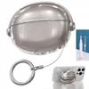 For Baseus MC1 MC1Pro Clear Earbuds Case With Hidden Kickstand Metal Protective Cover Portable Anti-lost Lanyard Headphone Shell