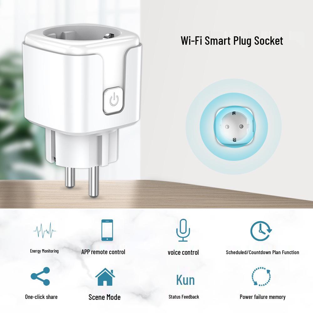 Умная EU-вилка 20А с WiFi и Bluetooth, удаленное управление через приложение, голосовое управление Alexa, таймер, задержка включения/выключения, циклический переключатель.