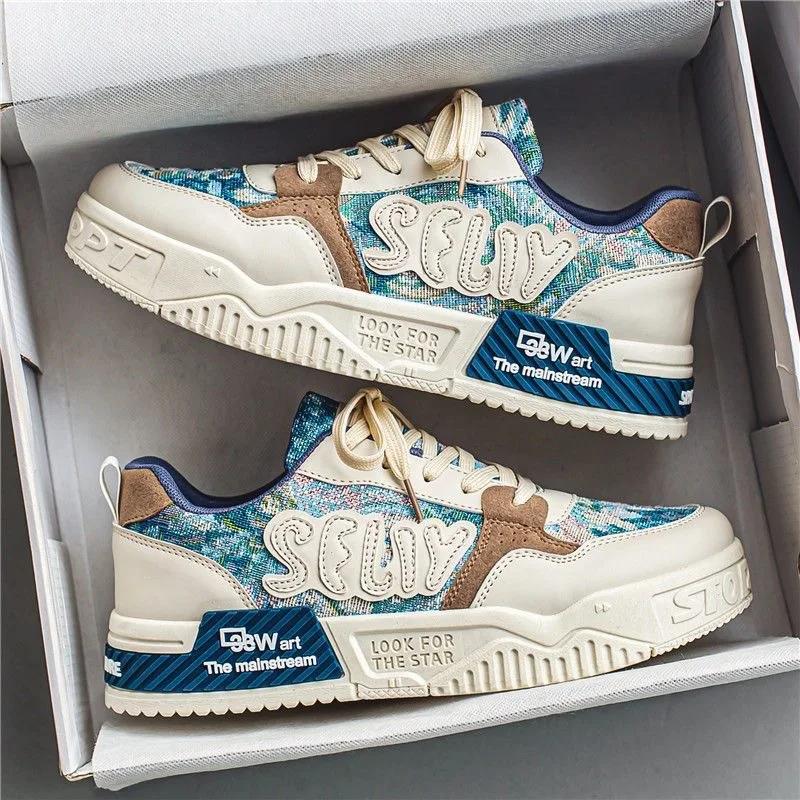 2024 Модные мужские кроссовки Универсальная мужская повседневная обувь Удобные мужские повседневные кроссовки на платформе Брендовые дизайнерские новые мужские туфли на плоской подошве