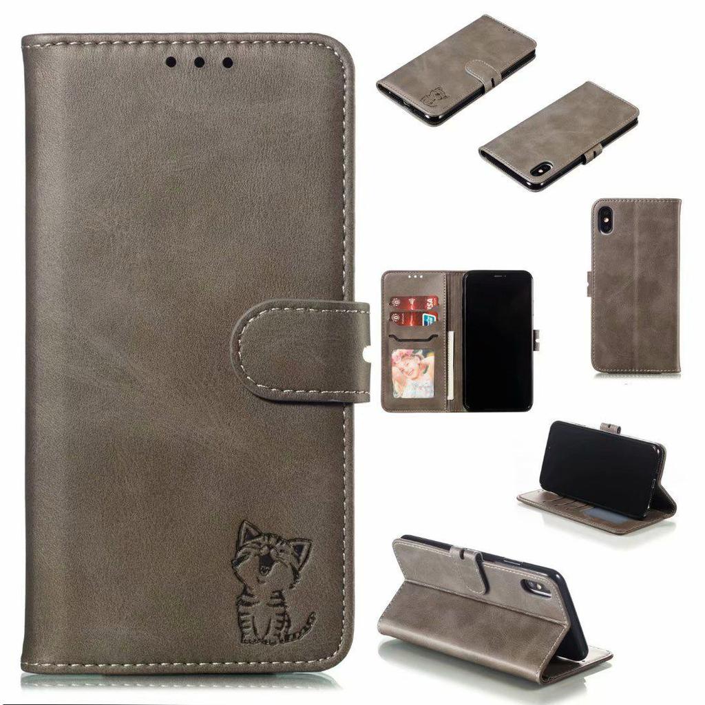 Pixel6 Google Card Wallet Phone Case Sony Flip Xperia1 Embossed Happy Cat Leather Case - Ideal for Protecting Your Phone In Style!