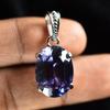 925 Sterling Silver CERTIFIED 25.80 Ct Natural Alex Color Change Oval Pendant MY.PDS-339-NS