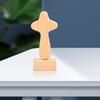 Cross Statue Wood Figurine Indoor Collectible Gift Tabletop Ornament Sculpture for Office Cabinet