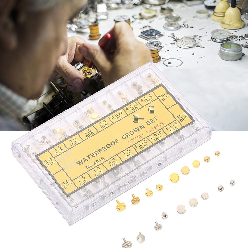 Watch Crown Parts Set Lot Replacement Assorted Gold & Silver Dome Flat Head