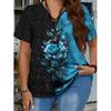 Футболка большого размера для женщин с коротким рукавом и V-образным вырезом, с цветочным принтом 3D - Футболки из мягкой дышащей ткани