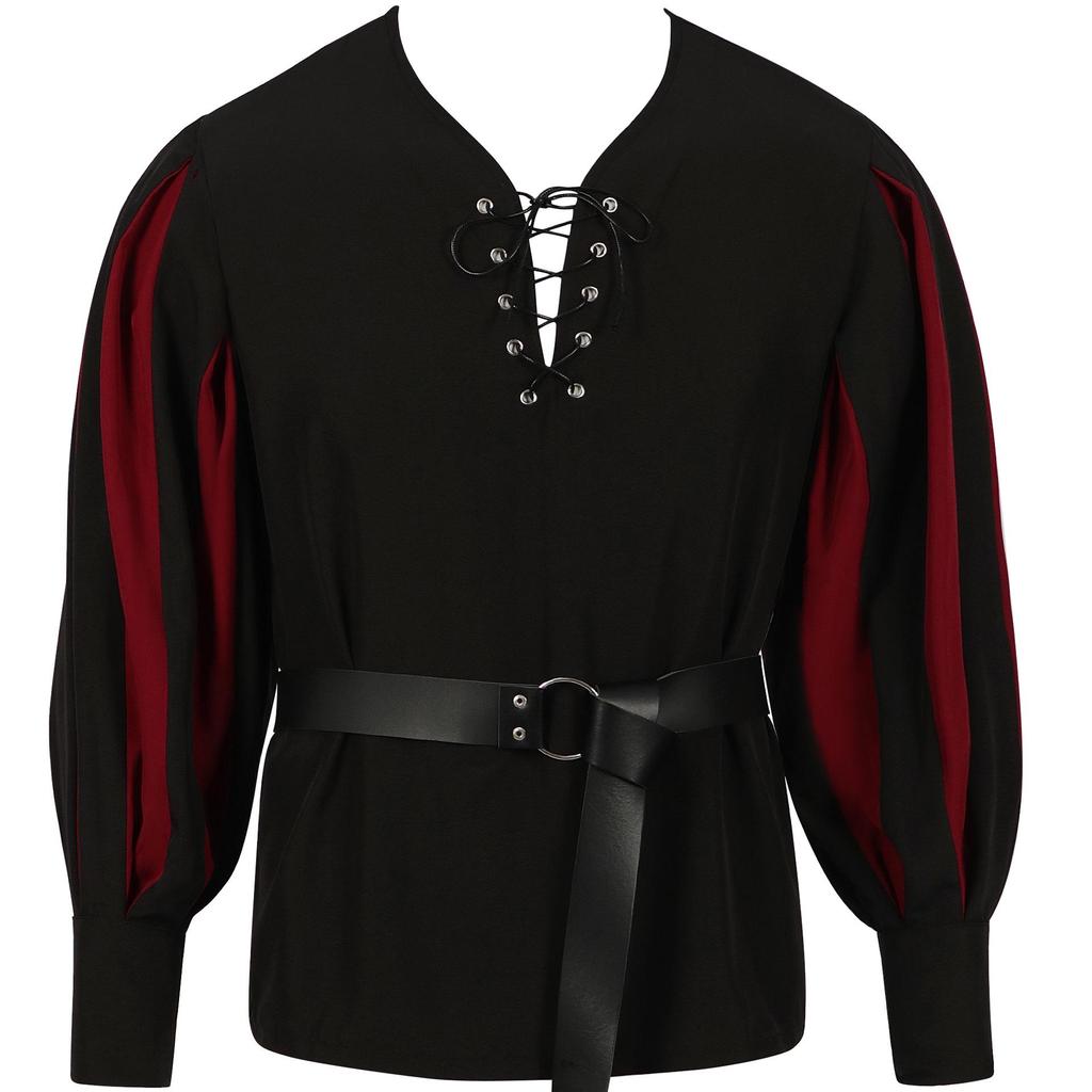 European & American Retro Medieval Costume Lace-up Shirt Cosplay Top