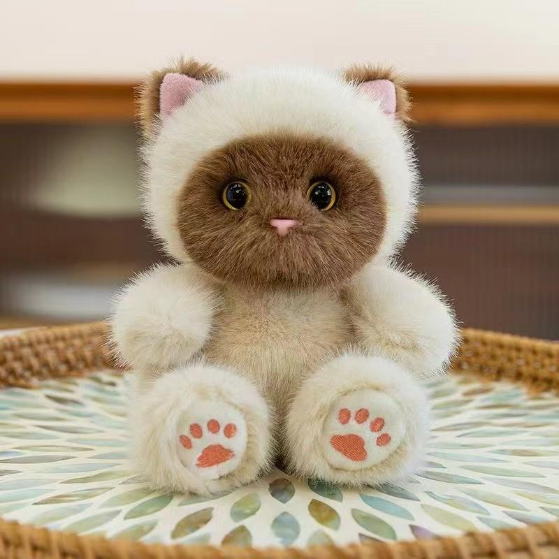Плюшевая игрушка сиамской кошки с наполнителем из полипропиленового хлопка для подарка и коллекции