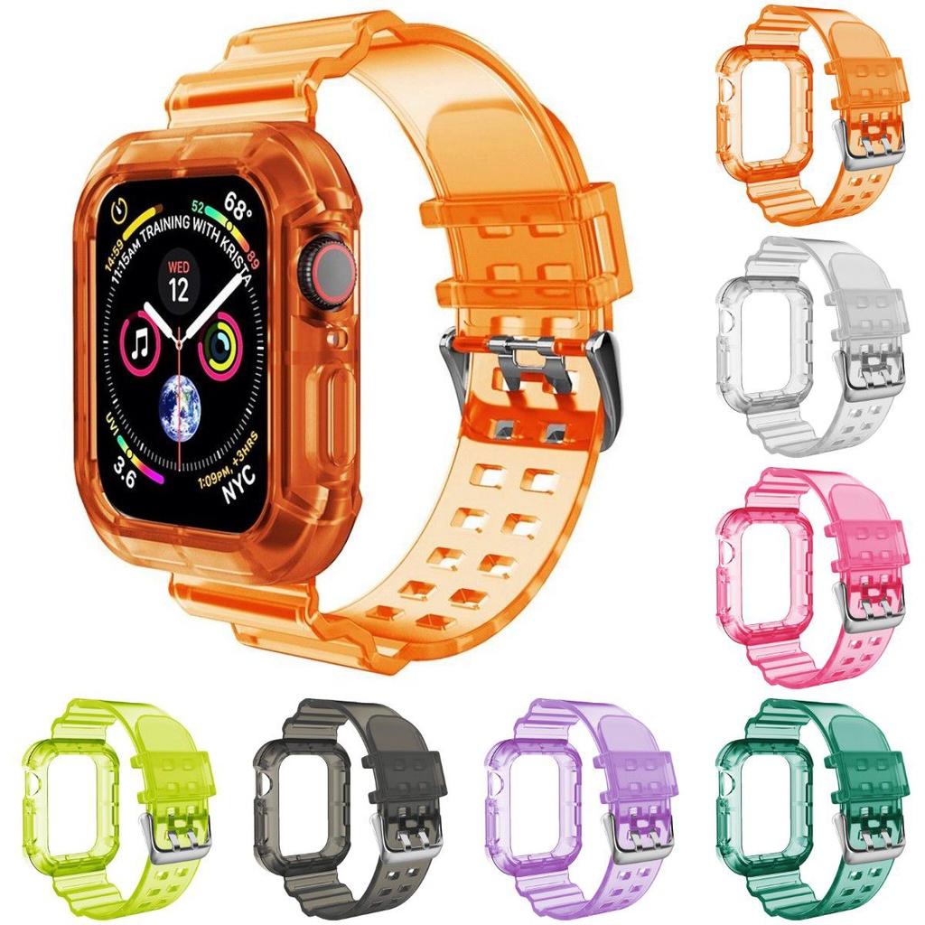 Прозрачный спортивный ремешок из ТПУ для Apple Watch Series 1/2/3/4/5/6/7/se Регулируемый и с точными вырезами