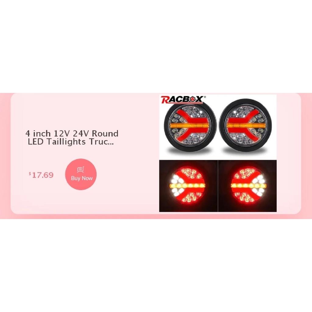 Round LED Tail Light with Sequential Turn signal lamp Stop Brake Light DRL For Truck Trailer Van Lorry RV Bus 4x4 Pickup 12V 24V