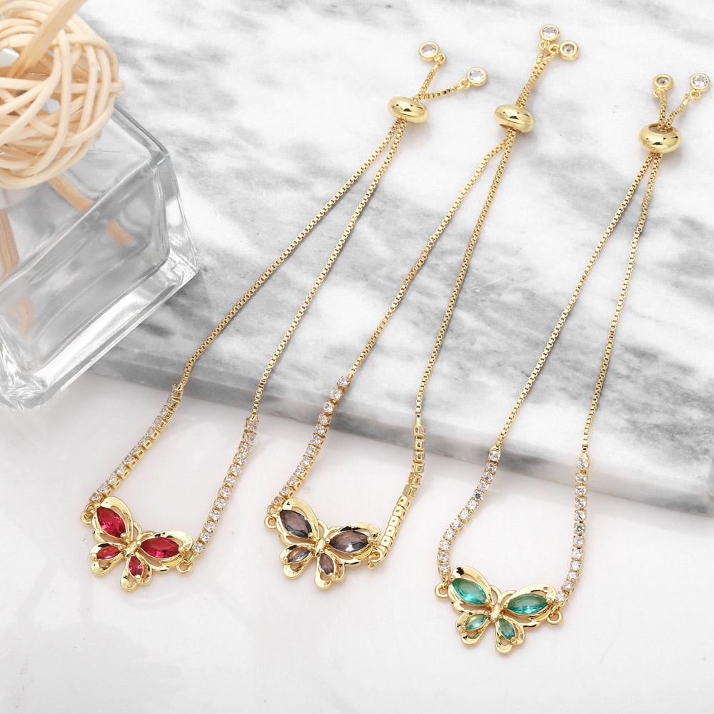 Браслет с кристаллами и бабочками для женщин, цепочка с панцирным креплением, ювелирные изделия, аксессуары