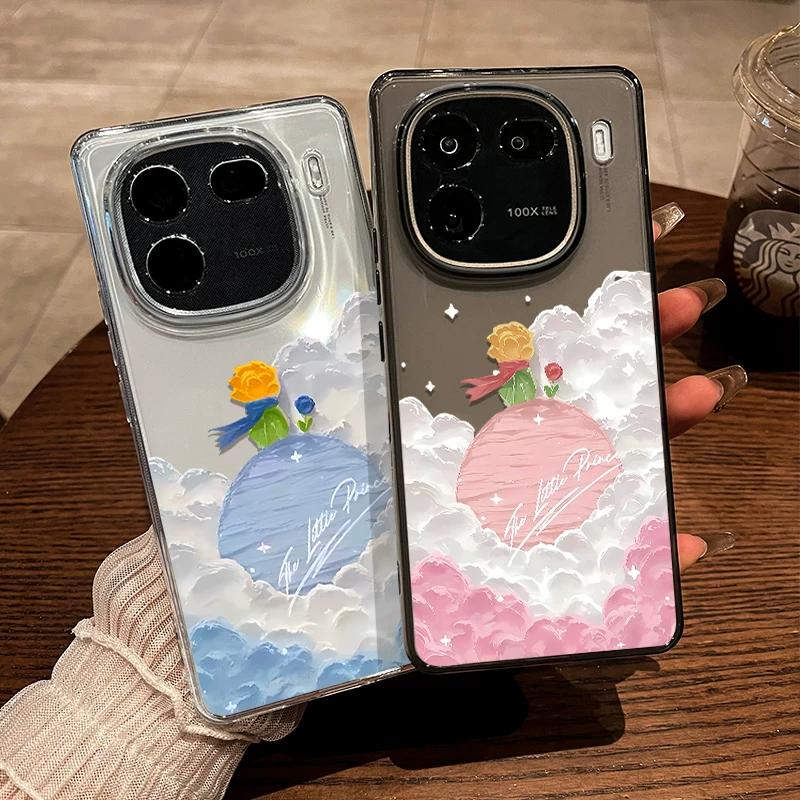 Чехол для телефона 'Маленький принц Роза Облако Планета' из ТПУ для IPhone 15 14 13 12 11 Pro Max X XR XS 8 7 Plus, Прозрачный противоударный защитный чехол