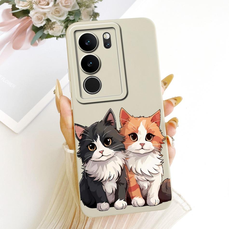 Для Vivo V29 V29Pro Милый Кот Цветок Мультяшный Чехол Для Телефона Для Vivo V 29 V29 Pro V2250 V2251 Ударопрочные Мягкие Силиконовые Чехлы Бамперы