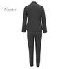 2 шт./комплект женский деловой пиджак брюки комплект с длинными рукавами приталенный кардиган с лацканами средней длины куртка эластичный пояс узкие брюки формальный деловой дорожный