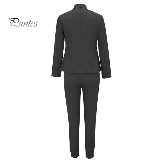2 шт./комплект женский деловой пиджак брюки комплект с длинными рукавами приталенный кардиган с лацканами средней длины куртка эластичный пояс узкие брюки формальный деловой дорожный