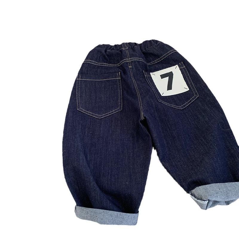 Стильные джинсы Tong Chenchen весна-лето 2024: Универсальные свободные детские брюки в гонконгском стиле