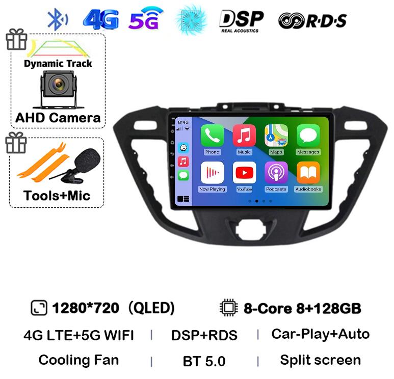 Android 14 Auto Carplay Car Radio For Ford Transit Custom 2013-2018 Multimedia Video Player Navigation GPS 4G+WIFI Stereo Audio