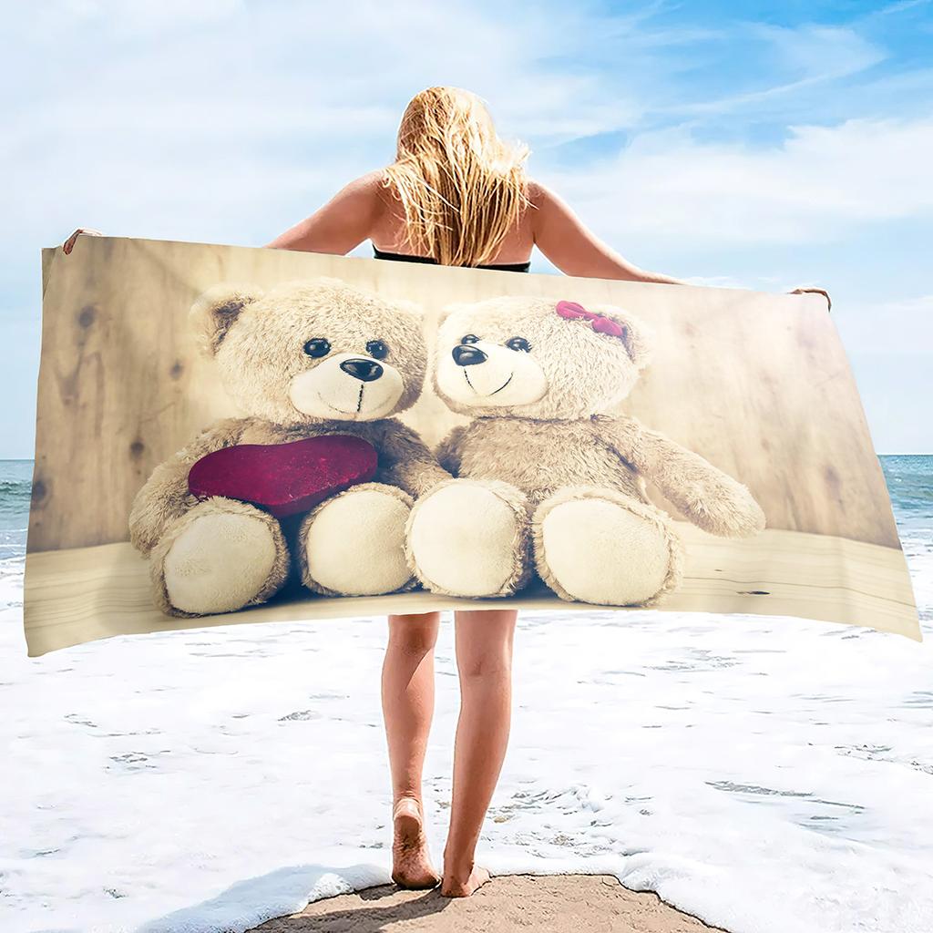 Cartoon Teddy Bear Printing Series Seaside Vacation Beach Towel Swimming Bath Towel Sports Towel