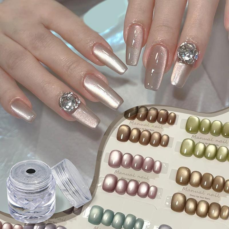 Блеск для ногтей универсальный фарфоровый белый кошачий глаз пудра зеркальный блеск зыбучий песок украшение для ногтей сделай сам мелкий порошок