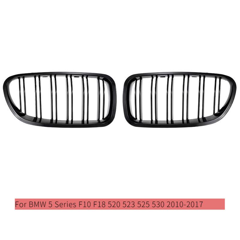 Black Front Kidney Double Slat Grill Grille For BMW 5 Series F10 F18 520 523 525 530 2010-2017 Dual Line Racing Grills