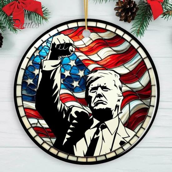 Рождественские украшения Трампа. Подвесное украшение на рождественскую елку в стиле Трампа. 2D акриловая подвеска для праздничного домашнего декора.