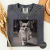 Corgi Drinking Iced Coffee Photo Shirt, Black and White Dog Tee, Corgi Mom Gift, Dog Meme Graphic Shirt, Coffee Lover Gift, Dog Dad Tee