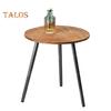 Круглый приставной столик, деревянная столешница с металлической ножкой, винтажный многофункциональный приставной столик для гостиной, спальни, экономящий место