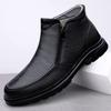Модные высококачественные ботинки челси для мужчин из натуральной кожи, нескользящие ботильоны, модные теплые плюшевые меховые зимние прогулочные туфли, мужские кроссовки