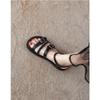 Soft Sole and Soft Surface~ One-word Belt Outer Wear Roman Sandals 2025 Summer New Flat Bottom Retro Belt Buckle Sandals Women
