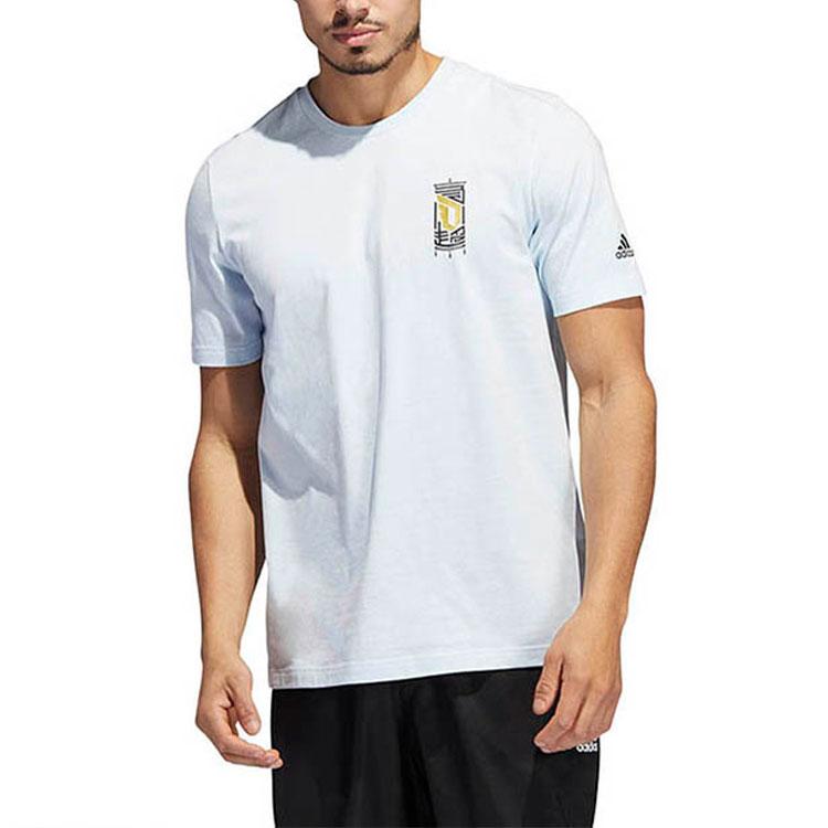 Adidas T Shirts Men's Blue Crew Neck Moderate Straight Fit HM6771