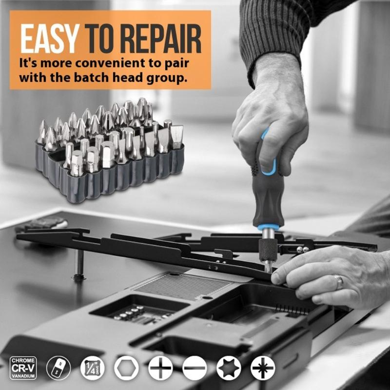 1/4inch (6.35mm) Ratcheting Screwdriver Bit Holder Handle Multifunctional Magnetic Bit Driver For Home Maintenance Tool