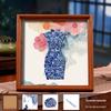 Blue & White Porcelain Ceramic Mosaic Photo Frame – Mid-Autumn Festival Patriotic Theme Decor