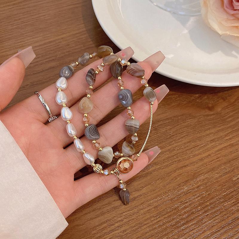 Imitation Pearl Double Layer Bracelet for Women - Retro Beaded High-End Jewelry