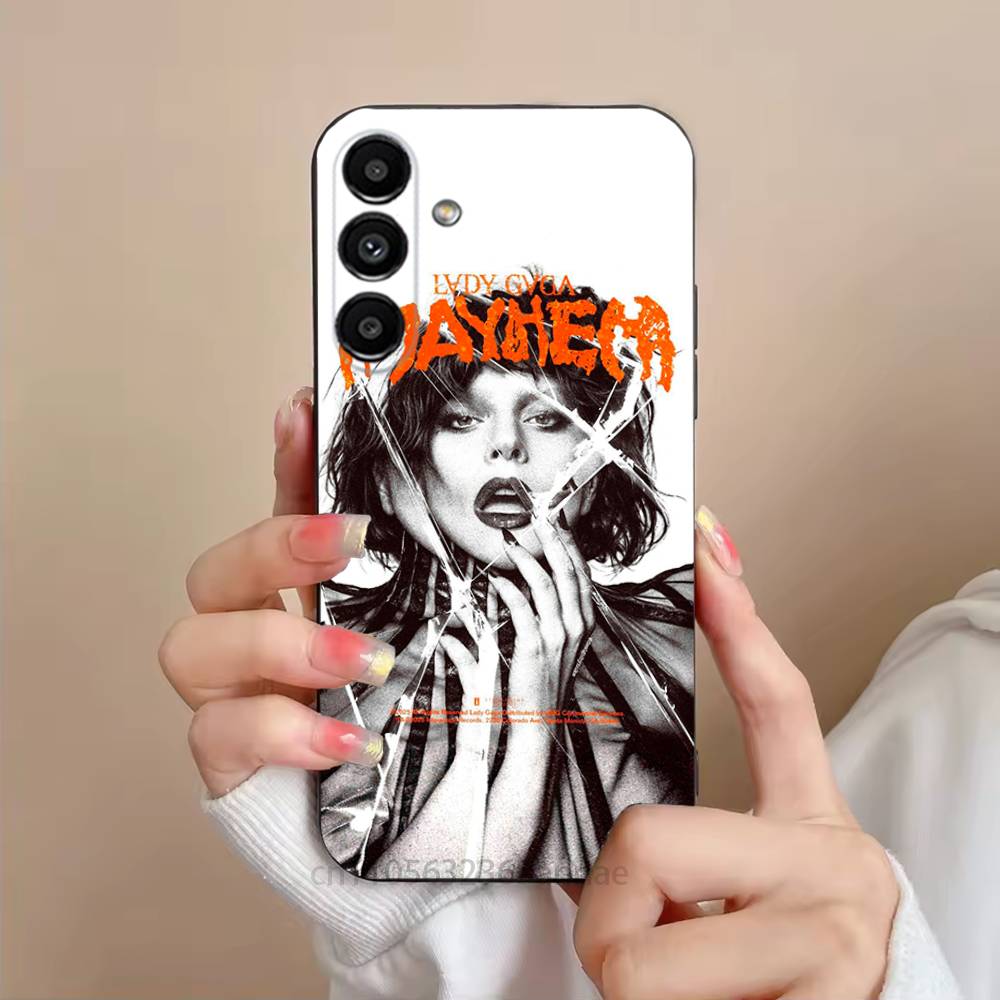 Чехол для телефона LADY GAGA MAYHEM для Samsung S25,24,23,22,21,S20,Ultra,Plus,FE Черный Мягкий Чехол