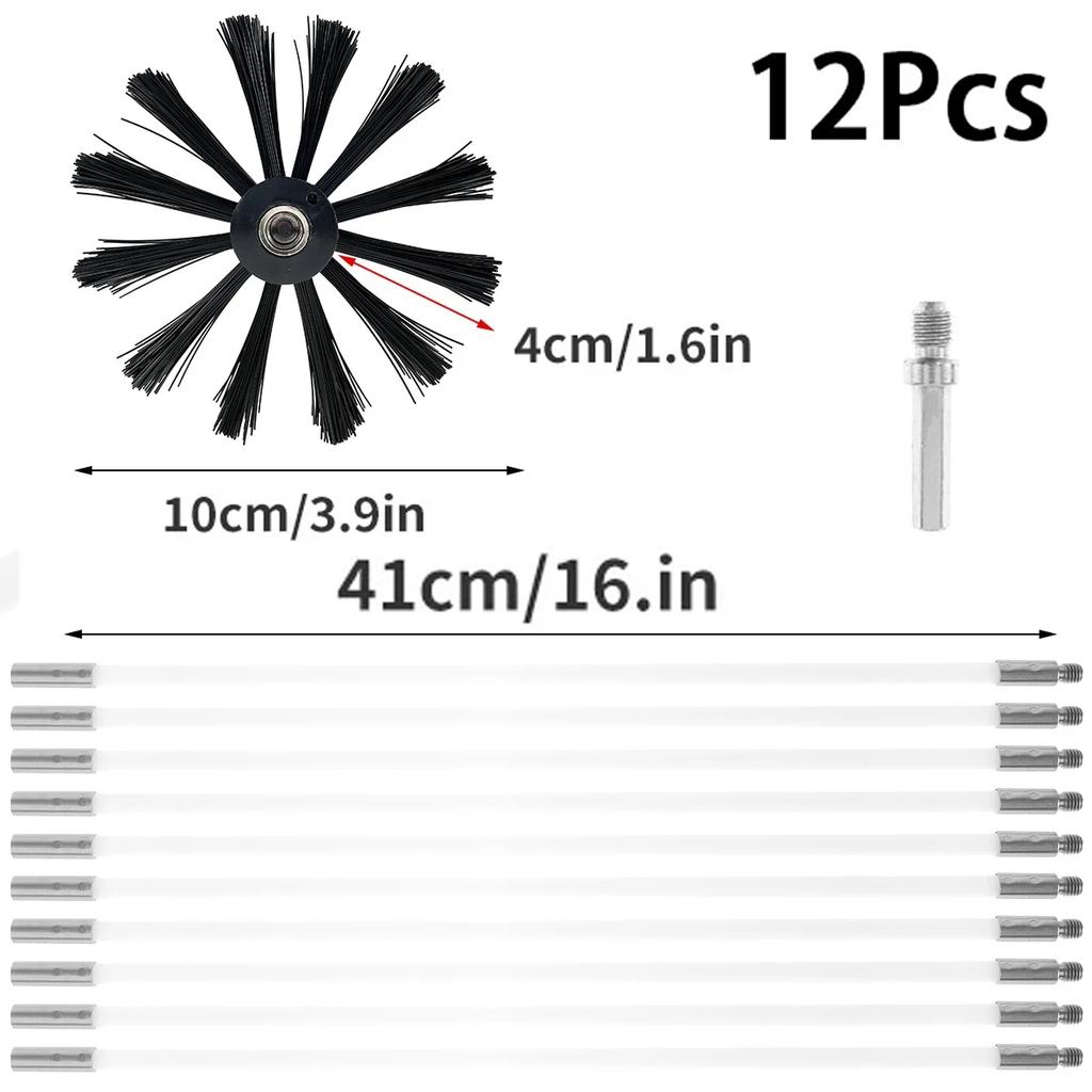 Набор щеток для чистки дымохода с выдвижной длинной ручкой, гибкий стержень для чистки вентиляционных отверстий с 9/18 стержнями для инструментов для чистки дымоходов и крыш