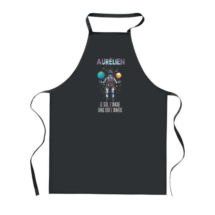 Tablier de cuisine - PLANETEE - Aurélien - Noir - Impression bretonne - 90x60 cm