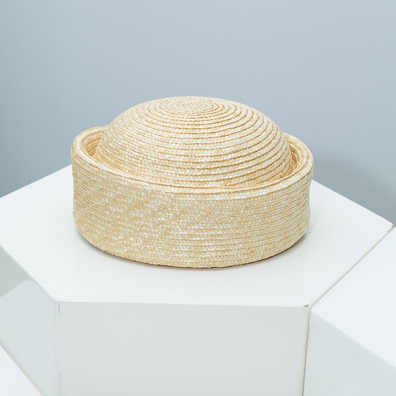 Natural grass British retro medicine box hat women's new dome top hat niche high sense