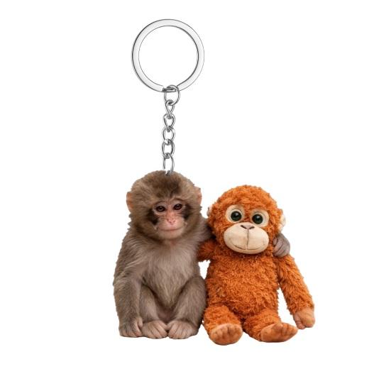 Брелок-подвеска «Хлопни обезьяну» Двусторонний акриловый брелок с обезьяной, держащей игрушку, Аксессуары для брелка, рюкзака, сумки