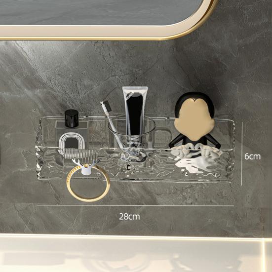 Стеллаж для хранения в ванной, настенная угловая полка, высокая несущая способность, большая вместимость, прозрачный держатель для макияжа, органайзер для душа