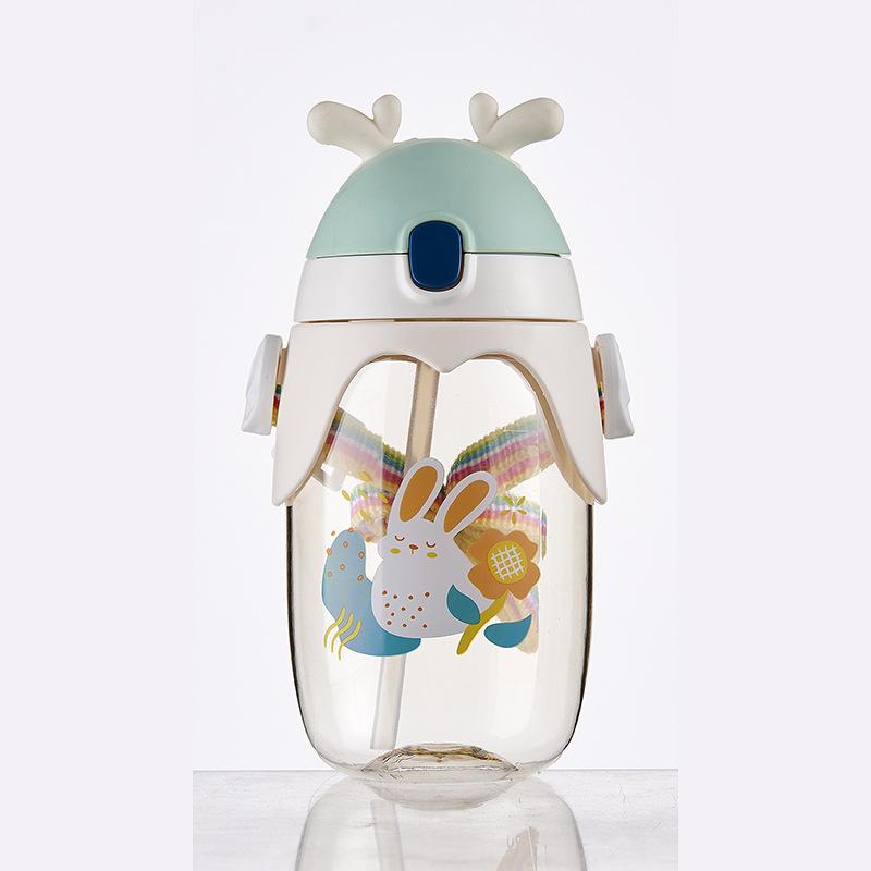 Adorable Cartoon Straw Cup Childrens Kindergarten Lightweight Mixing Kettle Baby Mom Girl Back Water Cup