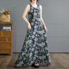 DIMANAF 2025 Женское летнее платье Дамское базовое длинное льняное платье с цветочным принтом 8237