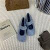 In the Winter Korean Version, the Height Is Increased. Mary Jane Woolen Fabric, Autumn Wool Shoes Feel Fleece, Single Shoes, Women's Shoes, French 