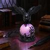 Gothic Halloween Crow Light Lamp, with Purple Ball, Resin Night Light, Realistic Sculpture USB Powered Dark Style Statue for Bedroom Living