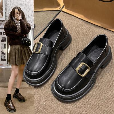 Одиночные туфли женские женские туфли весна и осень обувь повседневная колледж плоская подошва Lefou маленькие кожаные туфли женские модные женские туфли