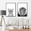 Картина на холсте с животными Лев, львица и львенок, холст, постеры и принты, настенные панно для украшения гостиной, домашний декор