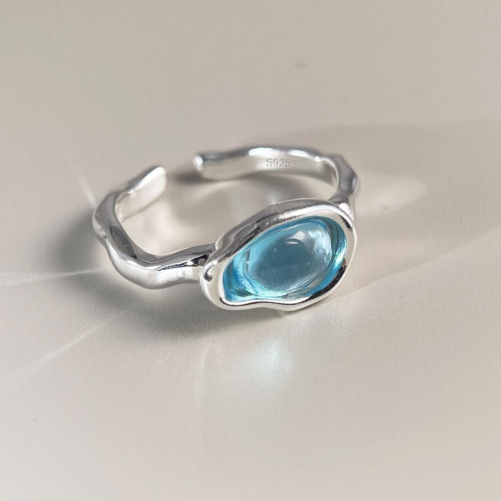 Xiaomi BF CLUB 925 Sterling Silver Ring For Women Jewelry Retro Blue Stone Open Vintage Handmade Ring Allergy For Party Birthday Gift