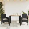 VidaXL Garden Dining Set and Cushions 3 Pcs Black Rattan Acacia, Outdoor Dining Set, Furniture of 3278663