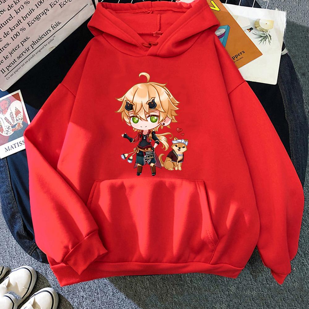 Hot Kawaii Oversized Genshin Impact Hoodie Game Printed Thoma Sweatshirts Horror Sudaderas Mujer Gothic Hip Hop Wo Unisex Streetwear